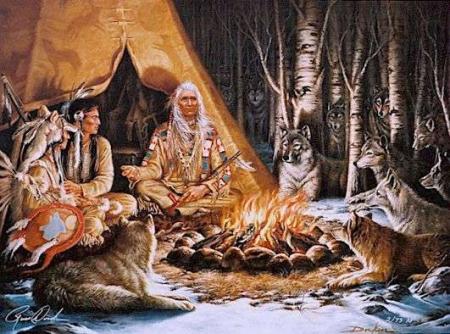 Indian & Wolves Together
