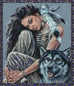 Native Woman & Wolf