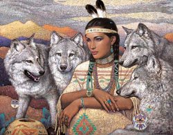 Jolie indienne & ses loups